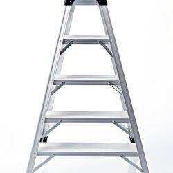 Isolated Metal Stepladder on White Background - Practical Tool and Equipment for Reaching Heights -